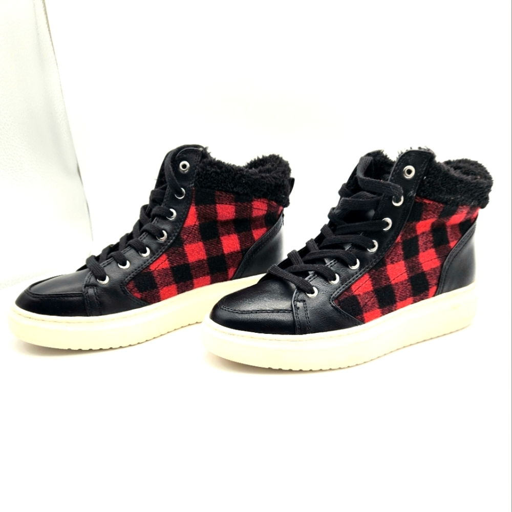 NEW Marc Fisher Buffalo Plaid High Tops size 8
